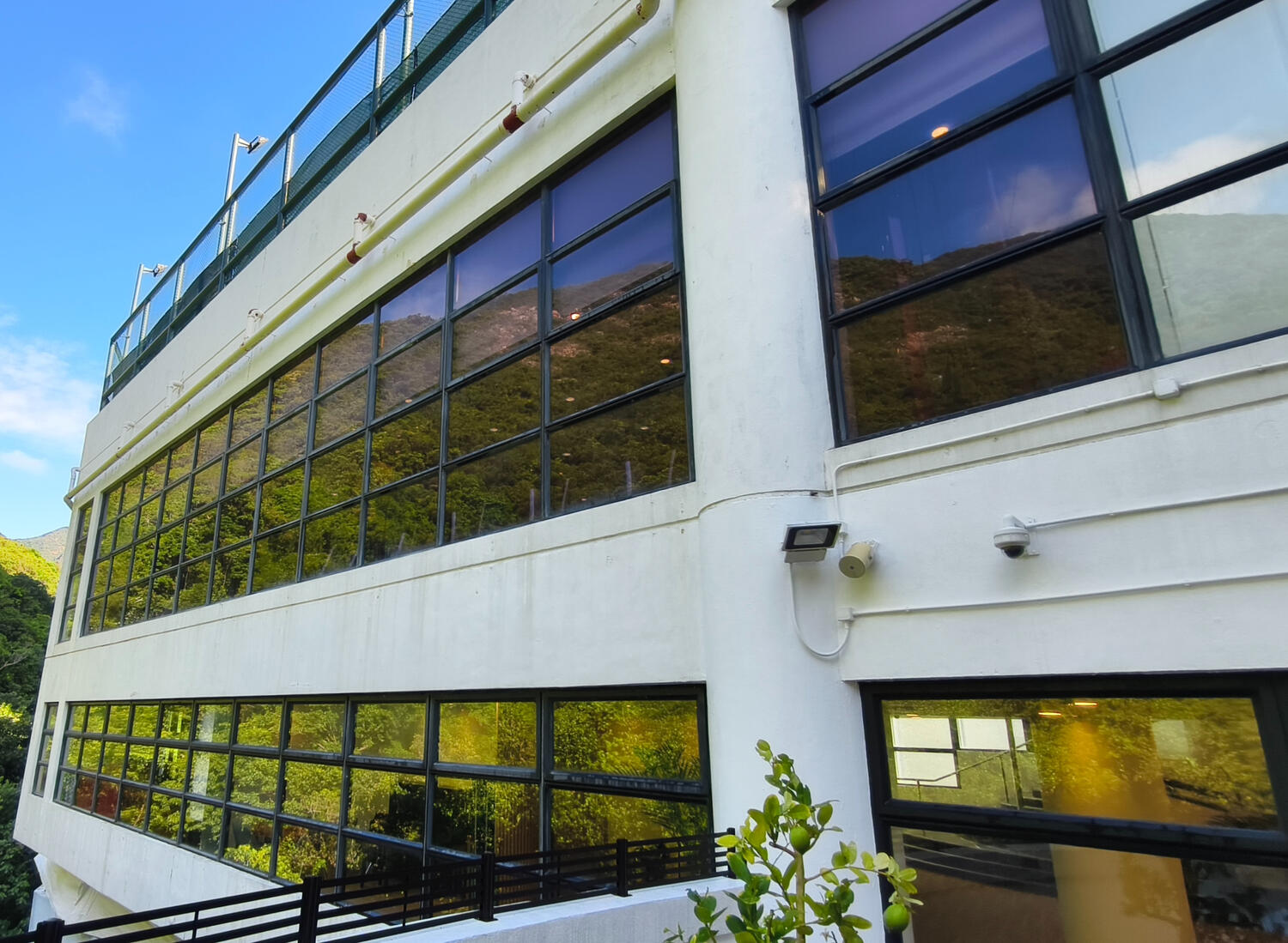 after-cleaned-wall-pressure-wash-hk Same wall after pressure washing, showing clean facade and removal of algae and dirt.
